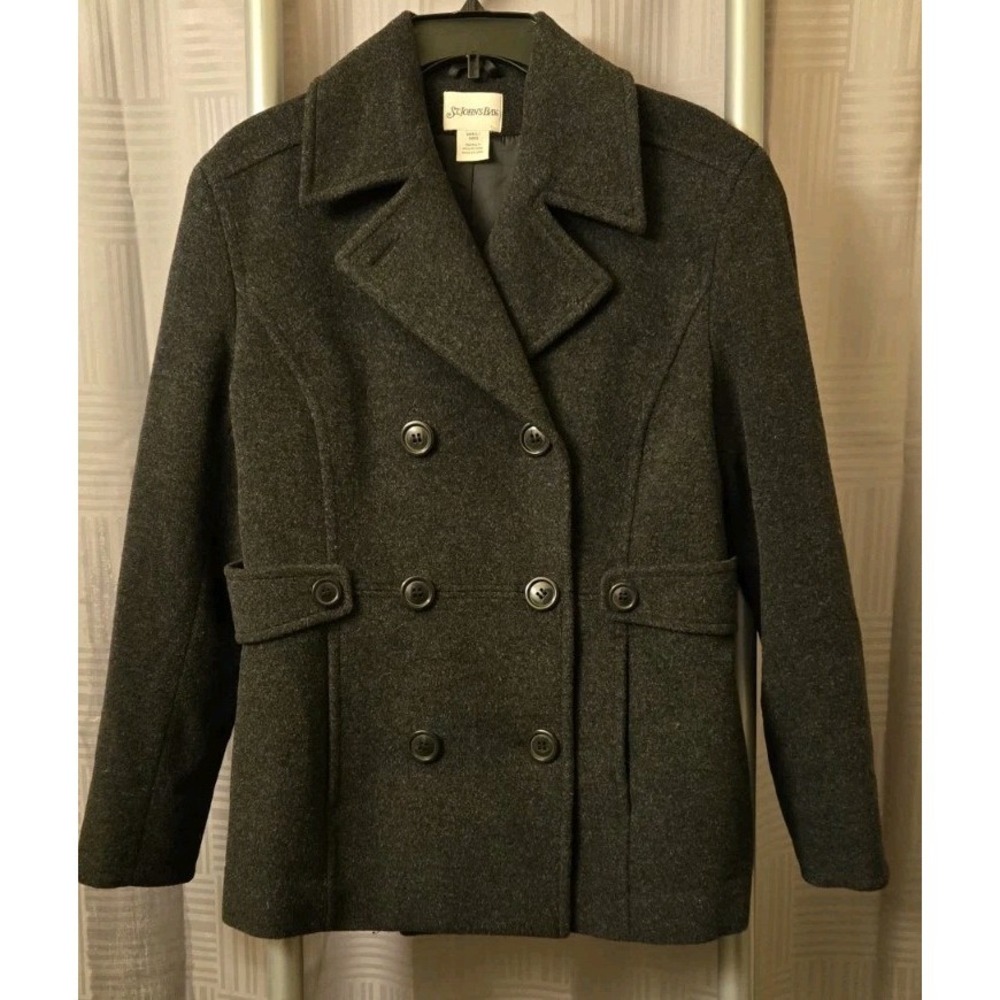 St. John's Bay Women's Black Wool Cashmere Blend Peacoat Jacket‎ Small